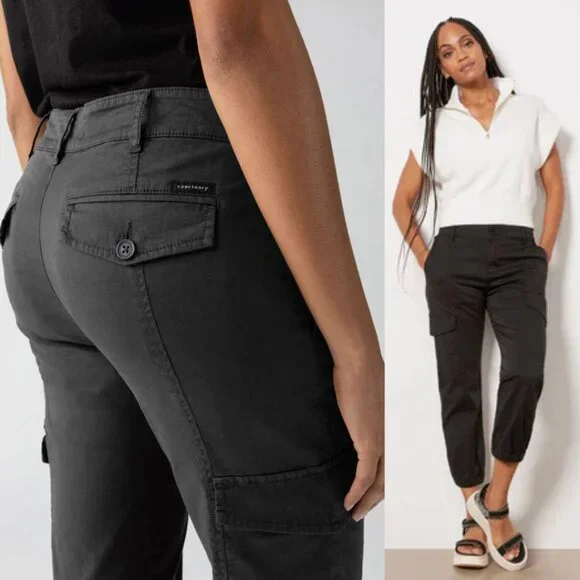 Sanctuary Rebel Cargo Ankle Mid Rise Relaxed Fit Pants CP0694NTO | 25 | Obsedian - Picture 11 of 14